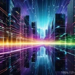 사이버보안 전문가들이 자주 사용하는 용어 정리 - **DDoS Attack: Digital Overload**
    A dynamic, high-energy illustration of a modern digital citysc...