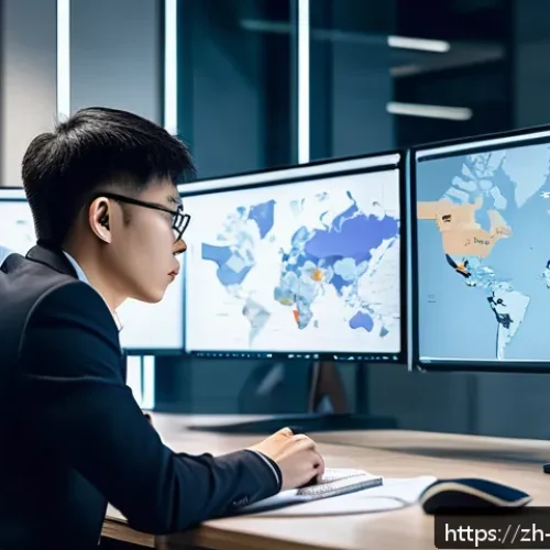 사이버보안 실무자를 위한 자기 관리 방법 - A modern office scene featuring a focused cybersecurity professional sitting at a sleek desk, surrou...